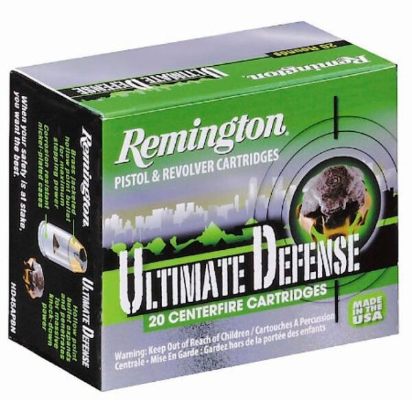 Remington Ultimate Defense Brass .380 Ammo 102-Grain 20-Rounds BJHP