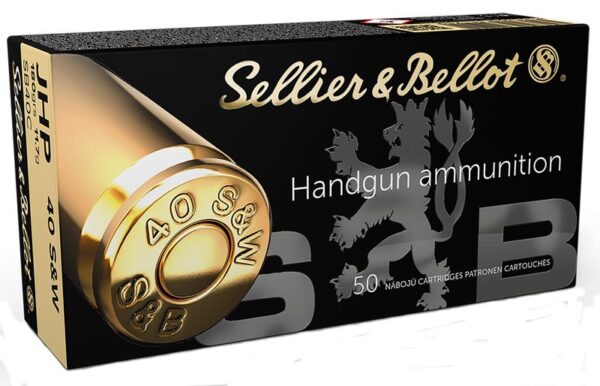 Sellier and Bellot Handgun Ammunition Brass .40 SW 50-Rounds 180-Grain JHP