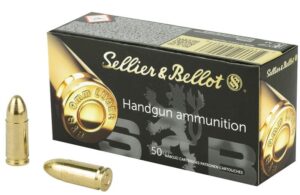 Sellier and Bellot Handgun Ammo Brass 9mm 115-Grain 50-Rounds FMJ