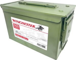 Winchester Ammunition Brass .45 ACP 230 Gr. Full Metal Jacket 500Rds in Ammo Can