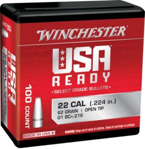 Winchester Centerfire Rifle Bullets 224 62 Grain Open Tip 100 Rounds