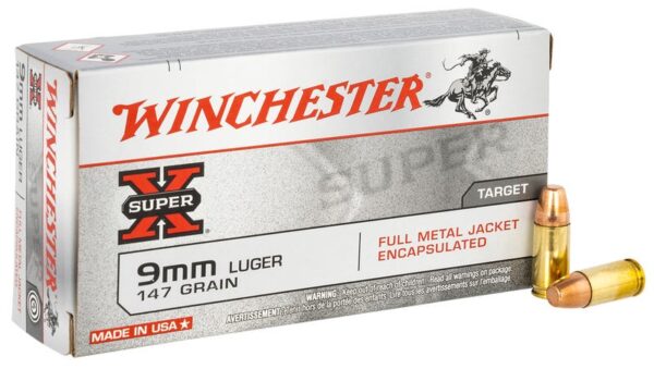 Winchester Super-X Brass 9mm 147-Grain 50-Rounds FMJ