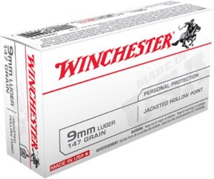 Winchester USA Brass 9mm 147-Grain 50-Rounds JHP