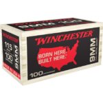 Winchester USA Brass 9mm 115-Grain 100-Rounds FMJ Wood Box