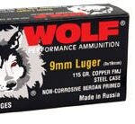 Wolf Performance Ammo Wolf PolyFormance Steel 9mm 50 Rds per Box Full Metal Jacket 115 Gr