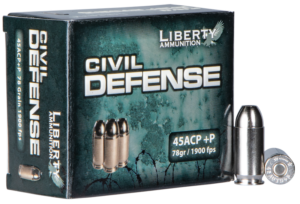 Liberty Ammunition Civil Defense Nickel Plated Brass .45 ACP 78-Grain 20-Rounds HP