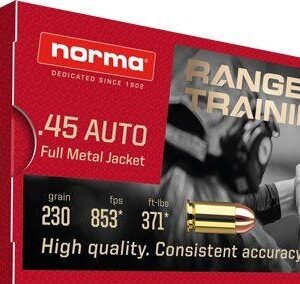 Norma Range & Training Brass .45 ACP 230 Grain 50-Rounds FMJ