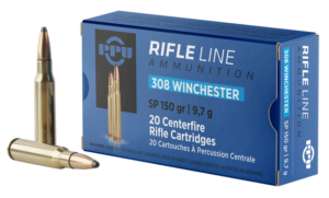 PPU Centerfire Rifle Brass .308 Win 150-Grain 20-Rounds SP