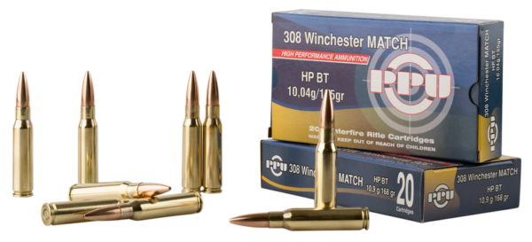 PPU Match Brass .308 Win 168-Grain 20-Rounds HPBT