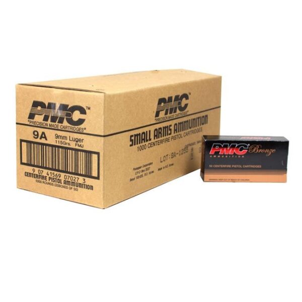 PMC Ammunition Bronze Brass 9mm 115-Grain 1000-Rounds FMJ