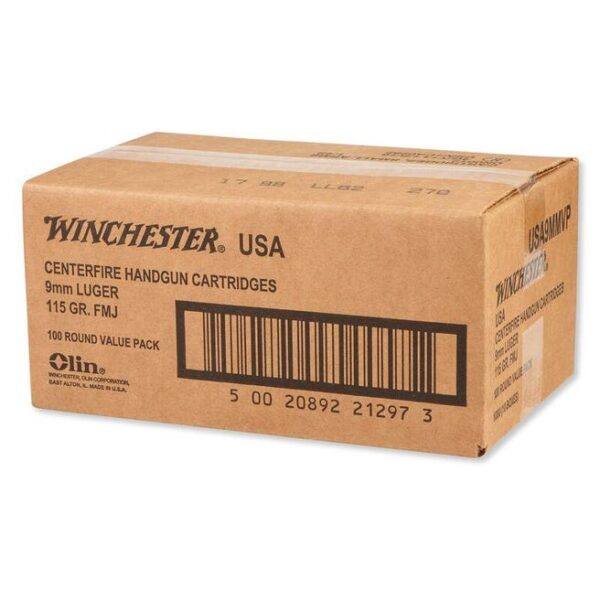 Winchester Centerfire Handgun Brass 9mm 115-Grain 1000-Rounds FMJ