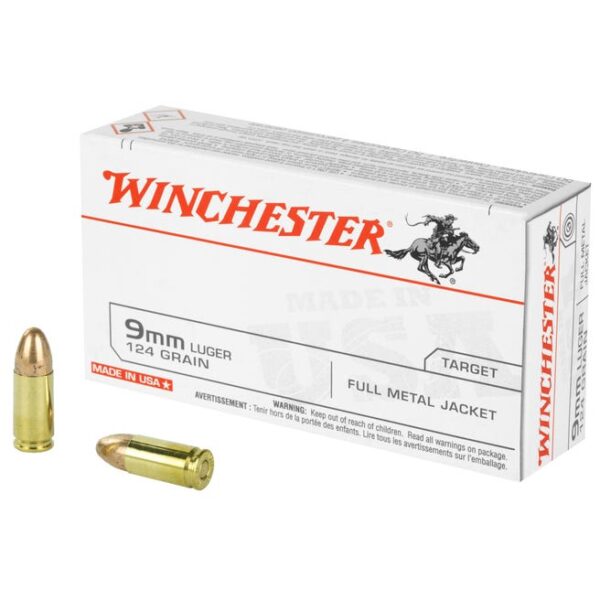 Winchester USA Ammo 9mm 50-Rounds 124 Grain FMJ