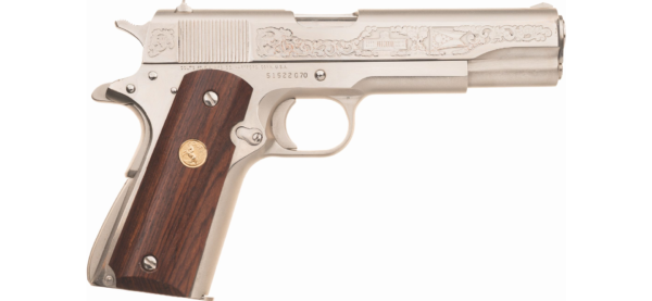 Colt Ohio 175th Ann. Com.Series 70 Govt Showcase 45 5" Nickel Walnut