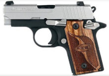 Sig P238 380 ACP 2.7In SAS 2-Tone SAO Siglite Walnut Grip (1) 6rd Steel MAG Dehorned SRT