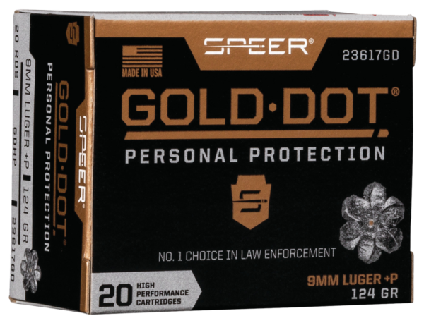 Speer Ammo Gold Dot Personal Protection 9mm +P 124gr