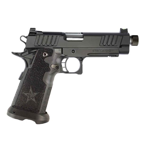 Staccato P Optic Ready 9mm Luger 4.9in Billet Stainless Steel Black Threaded Barrel Pistol - 20+1 Rounds